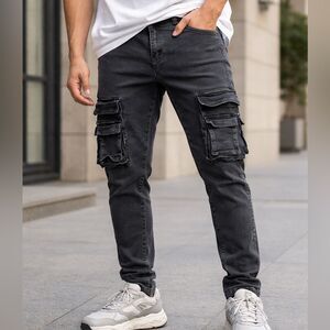 Hood Couture Black Gray Cargo Jeans Size 36